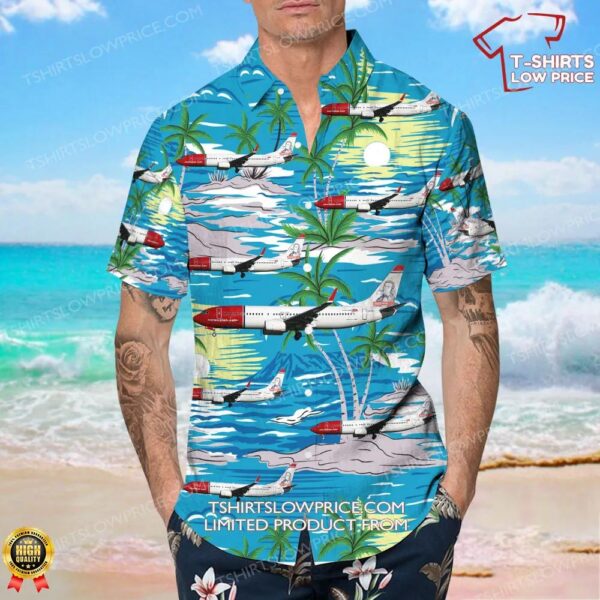 Boeing 737-8KN Norwegian Airlines Hawaiian Shirt Boeing 737-8KN Norwegian Airlines Hawaiian Shirt