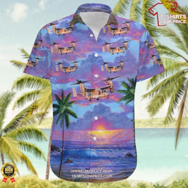 Bell Boeing MV-22B Osprey United States US Marine Corps (USMC) Hawaiian Shirt Bell Boeing MV-22B Osprey United States US Marine Corps (USMC) Hawaiian Shirt