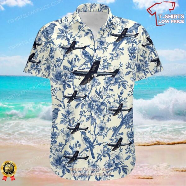 Raytheon T-6A Texan II United States US Air Force (USAF) Hawaiian Shirt Raytheon T-6A Texan II United States US Air Force (USAF) Hawaiian Shirt