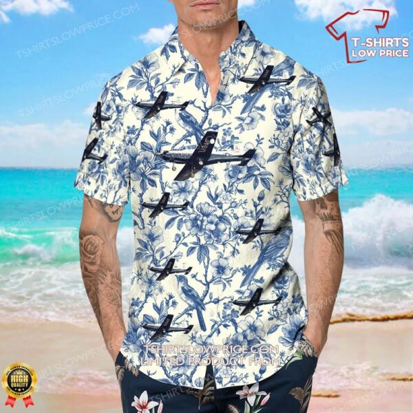 Raytheon T-6A Texan II United States US Air Force (USAF) Hawaiian Shirt Raytheon T-6A Texan II United States US Air Force (USAF) Hawaiian Shirt