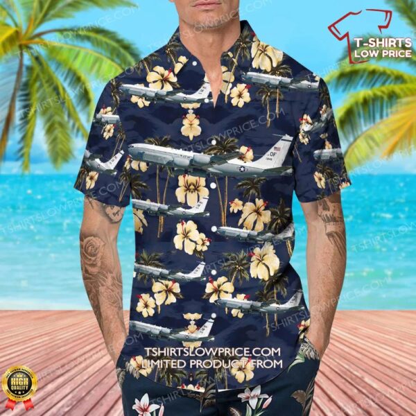 Boeing RC-135U Combat Sent United States US Air Force (USAF) Hawaiian Shirt Boeing RC-135U Combat Sent United States US Air Force (USAF) Hawaiian Shirt
