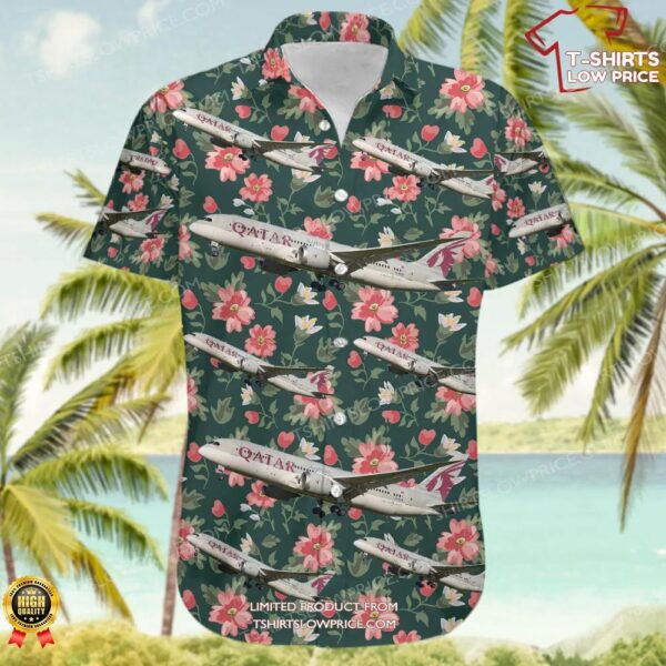 Boeing 787-8 Dreamliner Qatar Airways Hawaiian Shirt Boeing 787-8 Dreamliner Qatar Airways Hawaiian Shirt