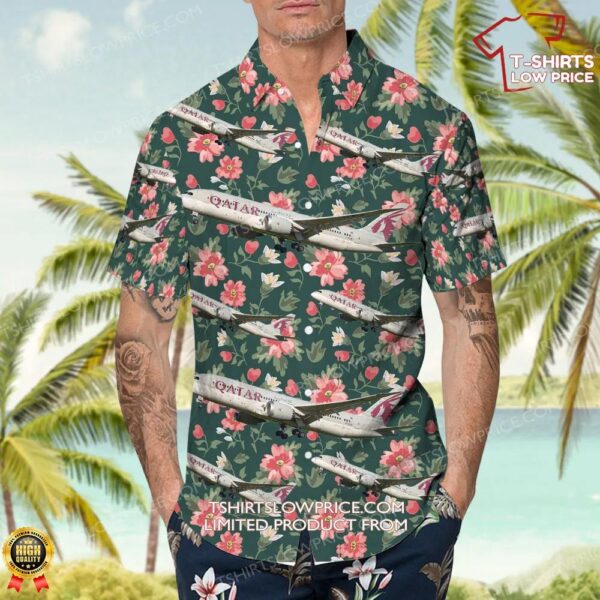 Boeing 787-8 Dreamliner Qatar Airways Hawaiian Shirt Boeing 787-8 Dreamliner Qatar Airways Hawaiian Shirt