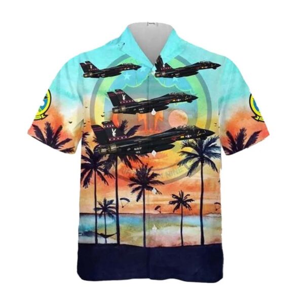 Us Navy F-14 Vx-9 Vandy 1 Black Bunny Hawaiian Shirt
