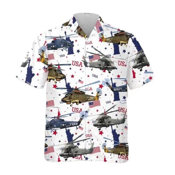 Us Navy Kaman Sh-2 Seasprite 4th Of July Hawaiian Shirt