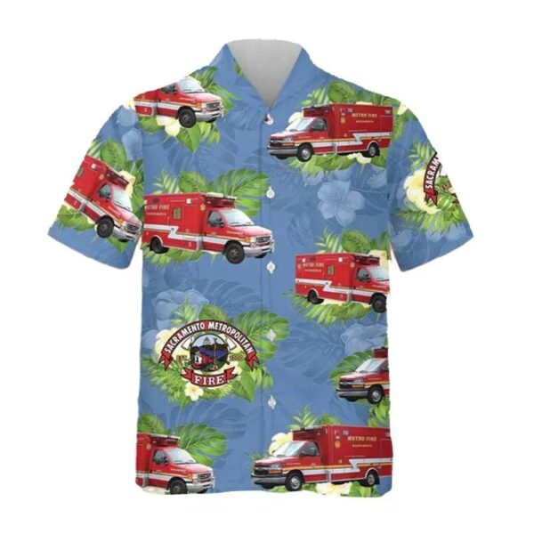 California Sacramento County Fire Department (sacramento Metropolitan Fire District) Paramedic Hawaiian Shirt
