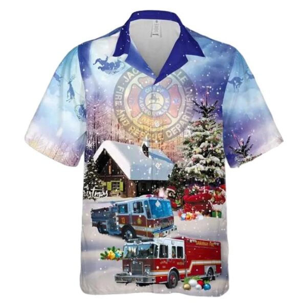 Fire Department Jacksonville Florida Firefighter Emergency Service Christmas Hawaiian Shirt Fire Department Jacksonville Florida Firefighter Emergency Service Christmas Hawaiian Shirt
