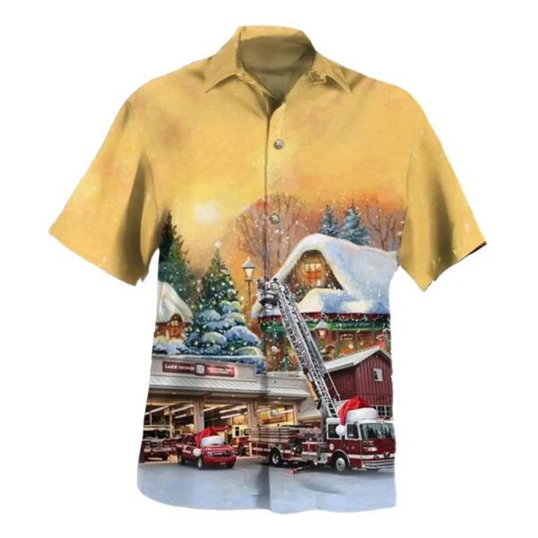 Lake George, New York, Lake George Volunteer Fire Department Christmas Hawaiian Shirt Lake George, New York, Lake George Volunteer Fire Department Christmas Hawaiian Shirt