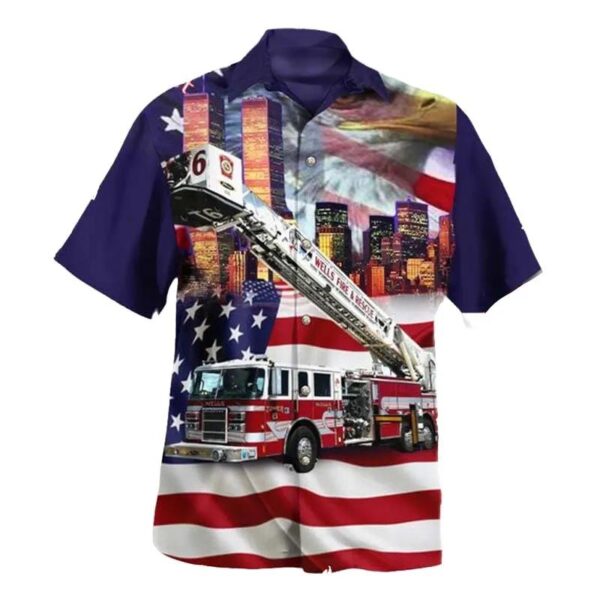 Patriot Day, Never Forget, Wells Maine Fire Department Hawaiian Shirt