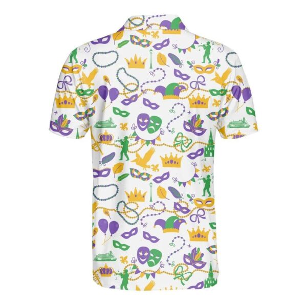 Mardi Gras Carnival Mask & Beads Polo Shirt