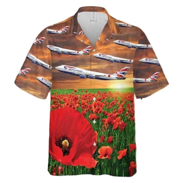 British Airways Poppy Tribute Boeing 747-436 G-bnln Hawaiian Shirt British Airways Poppy Tribute Boeing 747-436 G-bnln Hawaiian Shirt