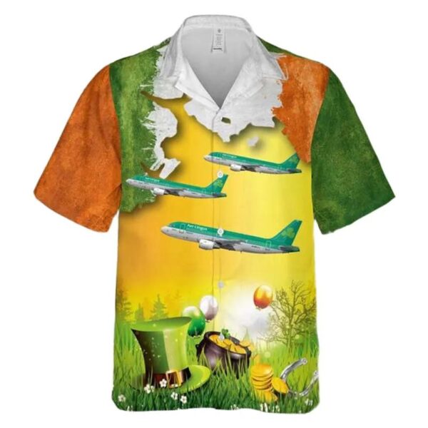 St. Patrick’s Day, Aer Lingus St Davnet Airbus A319-111 Ei-epr Hawaiian Shirt St. Patrick’s Day, Aer Lingus St Davnet Airbus A319-111 Ei-epr Hawaiian Shirt