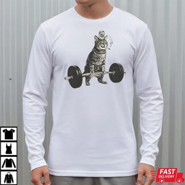 Funny Deadlift Cat Smoking Beer Meme Shirt Funny Deadlift Cat Smoking Beer Meme Shirt
