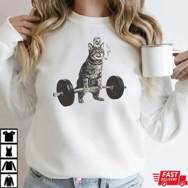 Funny Deadlift Cat Smoking Beer Meme Shirt Funny Deadlift Cat Smoking Beer Meme Shirt