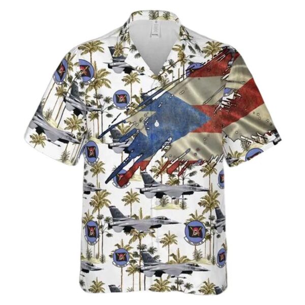 Puerto Rico Air National Guard 198th Fighter Squadron Block 15 F-16a Adf Fighting Falcon 82-0995 Hawaiian Shirt Puerto Rico Air National Guard 198th Fighter Squadron Block 15 F-16a Adf Fighting Falcon 82-0995 Hawaiian Shirt