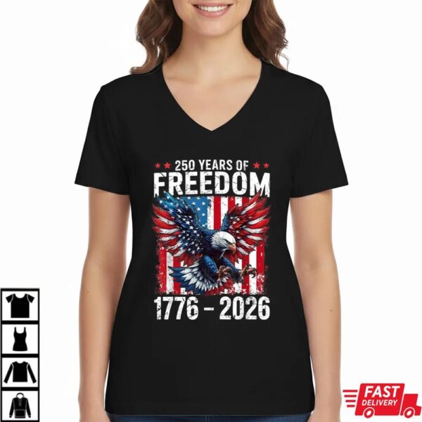 250 Years of Freedom 1776 2026 Patriotic Bald Eagle USA Flag T-Shirt 250 Years of Freedom 1776 2026 Patriotic Bald Eagle USA Flag T-Shirt