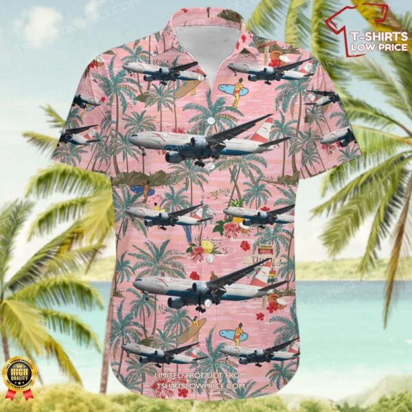 Boeing 777-2Q8(ER) Austrian Airlines Hawaiian Shirt Boeing 777-2Q8(ER) Austrian Airlines Hawaiian Shirt
