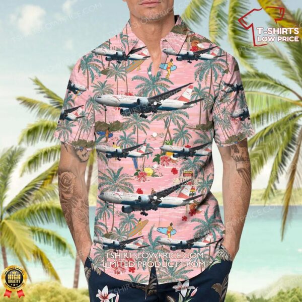 Boeing 777-2Q8(ER) Austrian Airlines Hawaiian Shirt Boeing 777-2Q8(ER) Austrian Airlines Hawaiian Shirt