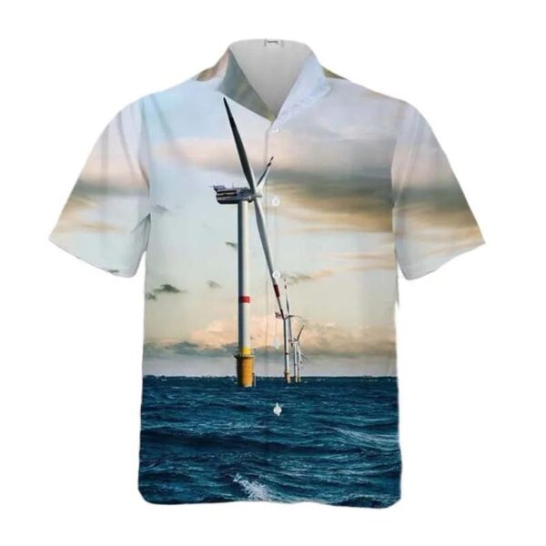 Belgium, Thorntonbank Wind Farm Windmills D1-d4 Wind Turbines Hawaiian Shirt