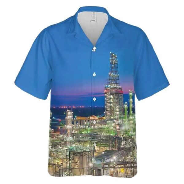 Detroit, Michigan, Detroit Refinery American Oil Refinery Marathon Petroleum Corporation Hawaiian Shirt Detroit, Michigan, Detroit Refinery American Oil Refinery Marathon Petroleum Corporation Hawaiian Shirt