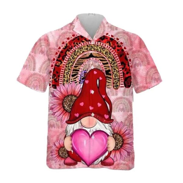 Happy Valentine’s Day Gnome And Rainbow With Heart Hawaiian Shirt