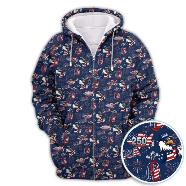 250 USA Birthday Golf 3D Hoodie