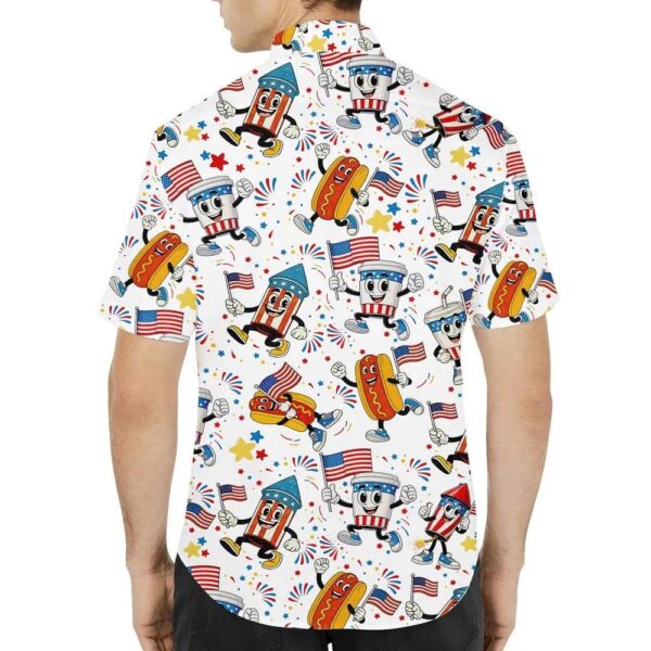 Hot Dog Fireworks Patriotic Food Hawaiian Shirt