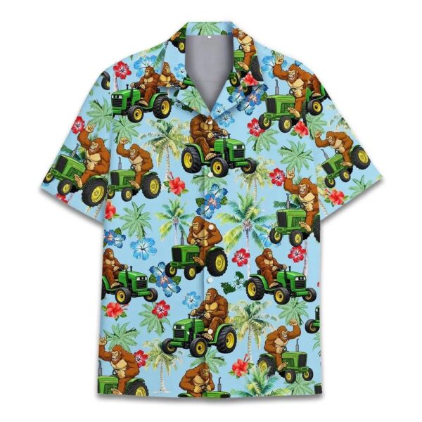 Funny Bigfoot Tractor Hawaiian Shirt Funny Bigfoot Tractor Hawaiian Shirt
