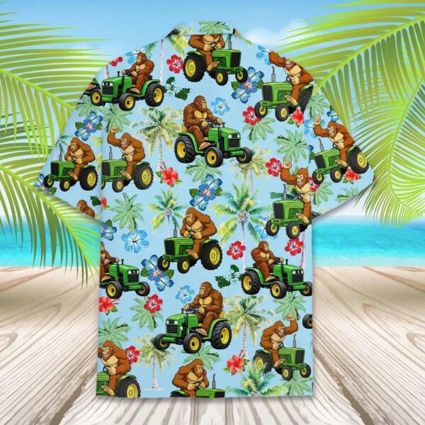 Funny Bigfoot Tractor Hawaiian Shirt Funny Bigfoot Tractor Hawaiian Shirt