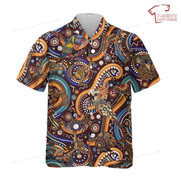 Aboriginal Inspired Australian Animals Hawaiian Shirt Aboriginal Inspired Australian Animals Hawaiian Shirt