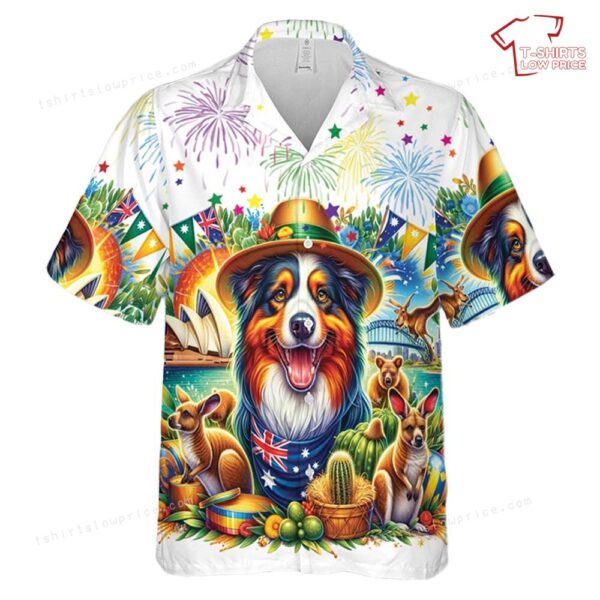 Australia Day With Australian Shepherd Hawaiian Shirt Australia Day With Australian Shepherd Hawaiian Shirt