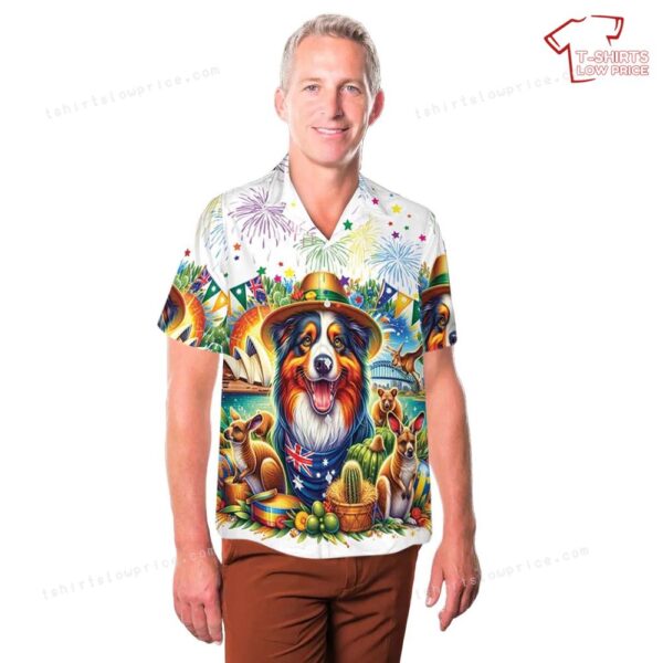 Australia Day With Australian Shepherd Hawaiian Shirt Australia Day With Australian Shepherd Hawaiian Shirt