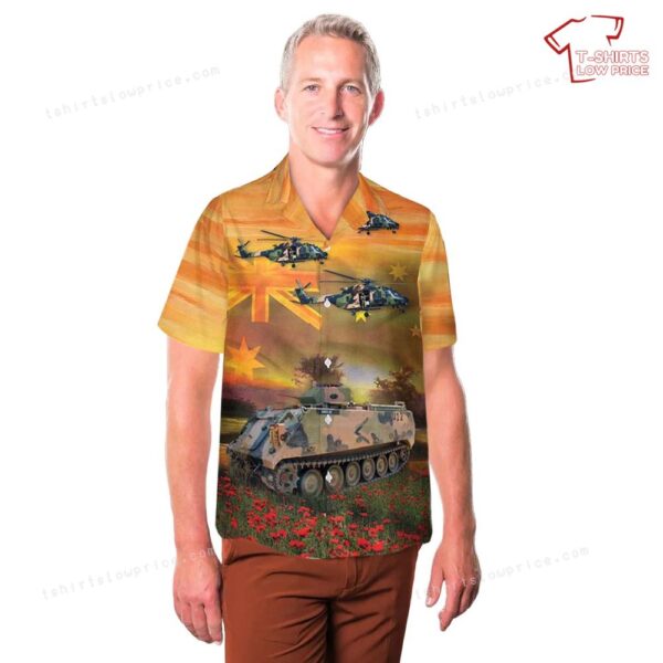 Australian Army M113 Armoured Personnel Carrier & NHI MRH-90 ANZAC Day Red Poppy Hawaiian Shirt