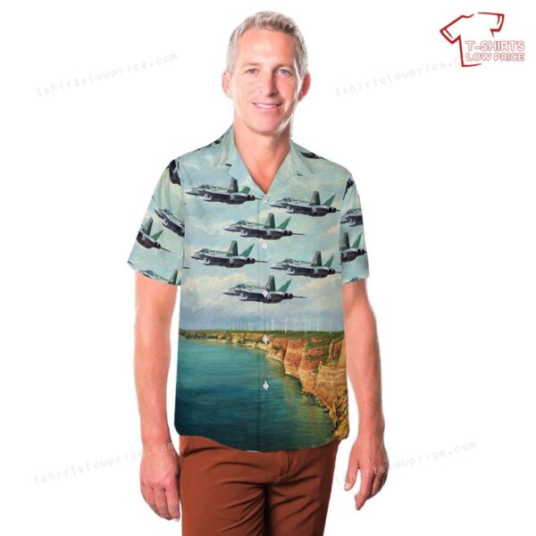 Royal Australian Air Force (RAAF) 77SQN 70th Anniversary scheme Hawaiian Shirt Royal Australian Air Force (RAAF) 77SQN 70th Anniversary scheme Hawaiian Shirt