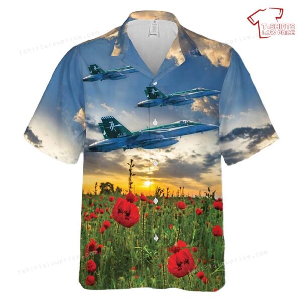 Royal Australian Air Force FA-18A Hornet A21-39 No. 77 Squadron ANZAC Day Red Poppy Hawaiian Shirt Royal Australian Air Force FA-18A Hornet A21-39 No. 77 Squadron ANZAC Day Red Poppy Hawaiian Shirt