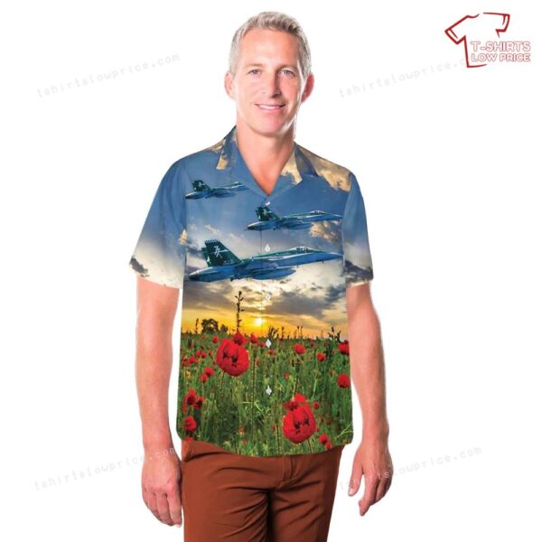 Royal Australian Air Force FA-18A Hornet A21-39 No. 77 Squadron ANZAC Day Red Poppy Hawaiian Shirt Royal Australian Air Force FA-18A Hornet A21-39 No. 77 Squadron ANZAC Day Red Poppy Hawaiian Shirt