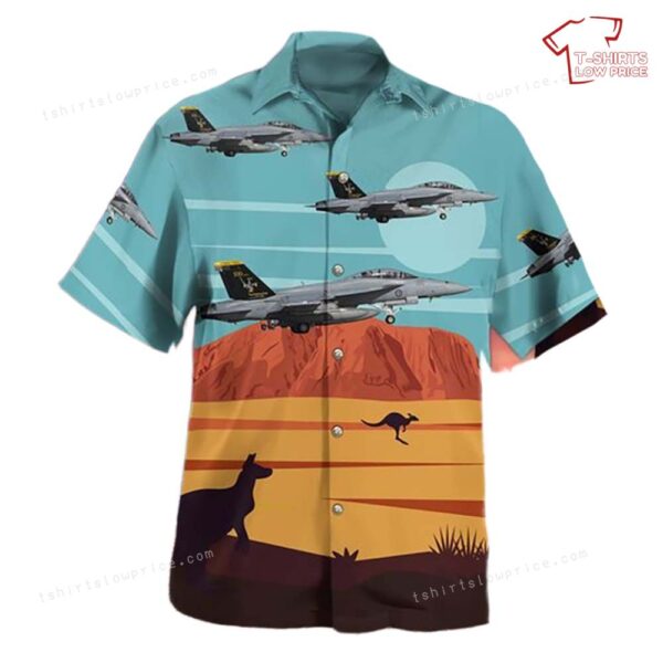 Royal Australian Air Force No. 1 Squadron, No. 82 Wing, F-A-18F Super Hornet Hawaiian Shirt Royal Australian Air Force No. 1 Squadron, No. 82 Wing, F-A-18F Super Hornet Hawaiian Shirt