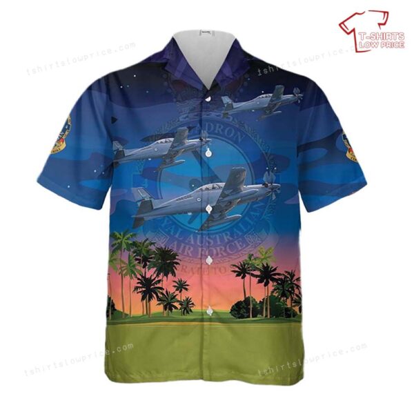 Royal Australian Air Force No. 82 Wing, No. 4 Squadron RAAF, Pilatus PC-21 (A54-048) Hawaiian Shirt Royal Australian Air Force No. 82 Wing, No. 4 Squadron RAAF, Pilatus PC-21 (A54-048) Hawaiian Shirt