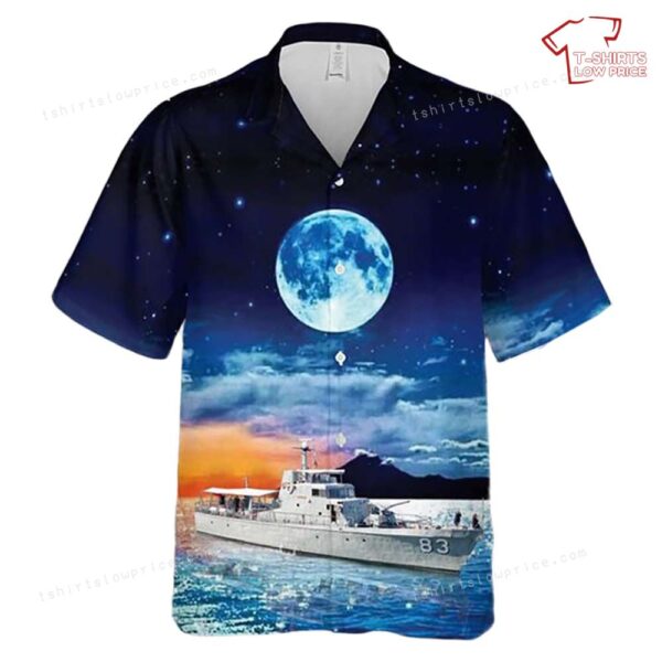 Royal Australian Navy HMAS Advance (P 83) Museum Ship Hawaiian Shirt Royal Australian Navy HMAS Advance (P 83) Museum Ship Hawaiian Shirt