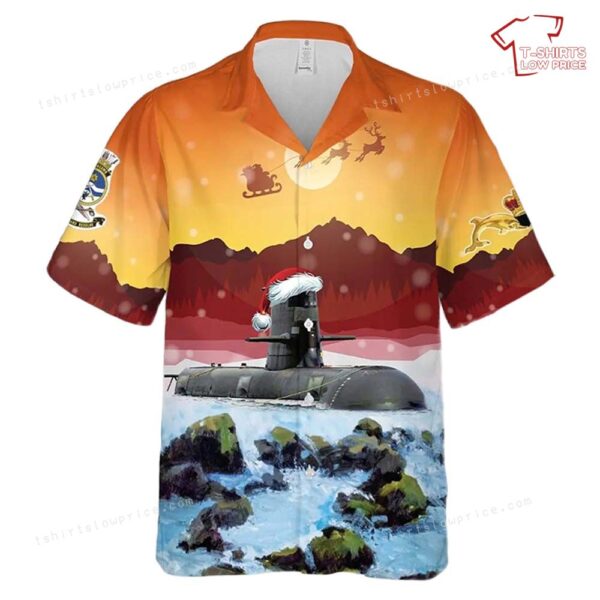 Royal Australian Navy HMAS Farncomb (SSG 74) Collins-class submarine Christmas Hawaiian Shirt Royal Australian Navy HMAS Farncomb (SSG 74) Collins-class submarine Christmas Hawaiian Shirt