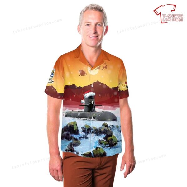 Royal Australian Navy HMAS Farncomb (SSG 74) Collins-class submarine Christmas Hawaiian Shirt Royal Australian Navy HMAS Farncomb (SSG 74) Collins-class submarine Christmas Hawaiian Shirt