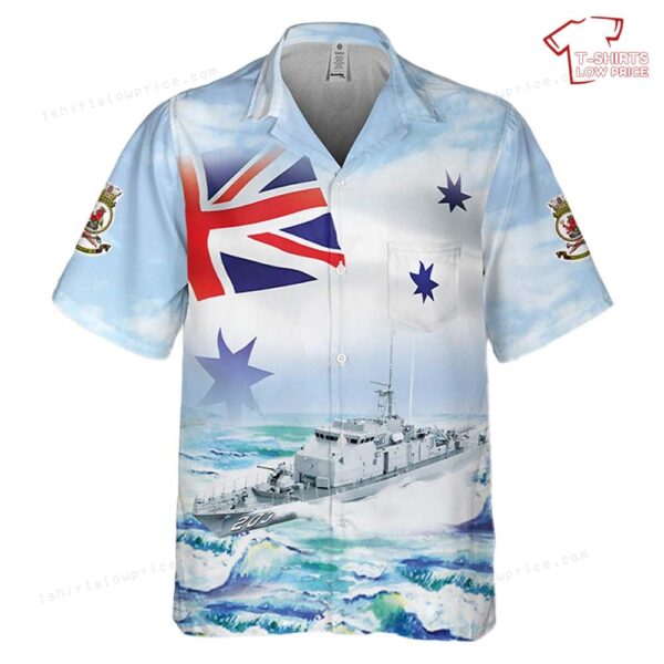 Royal Australian Navy HMAS Fremantle (FCPB 203) Fremantle-class patrol boat Australian White Ensign Pocket Hawaiian Shirt Royal Australian Navy HMAS Fremantle (FCPB 203) Fremantle-class patrol boat Australian White Ensign Pocket Hawaiian Shirt