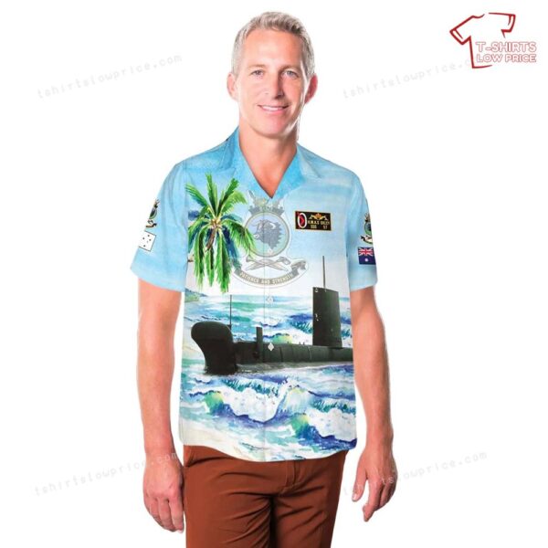 Royal Australian Navy HMAS Oxley (S 57) Light Blue Hawaiian Shirt Royal Australian Navy HMAS Oxley (S 57) Light Blue Hawaiian Shirt