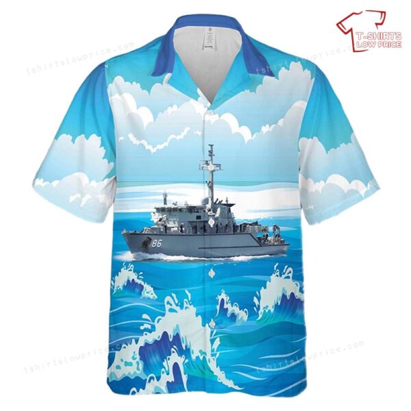 Royal Australian Navy Minehunter HMAS Diamantina Hawaiian Shirt Royal Australian Navy Minehunter HMAS Diamantina Hawaiian Shirt