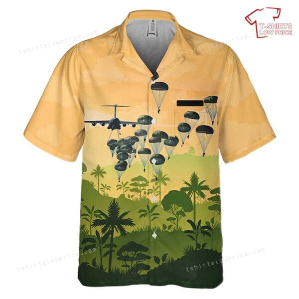 Custom Name US Army Paratroopers With The 82nd Airborne Division Parachute Pocket Hawaiian Shirt Custom Name US Army Paratroopers With The 82nd Airborne Division Parachute Pocket Hawaiian Shirt