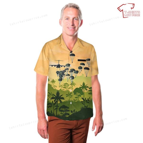 Custom Name US Army Paratroopers With The 82nd Airborne Division Parachute Pocket Hawaiian Shirt Custom Name US Army Paratroopers With The 82nd Airborne Division Parachute Pocket Hawaiian Shirt