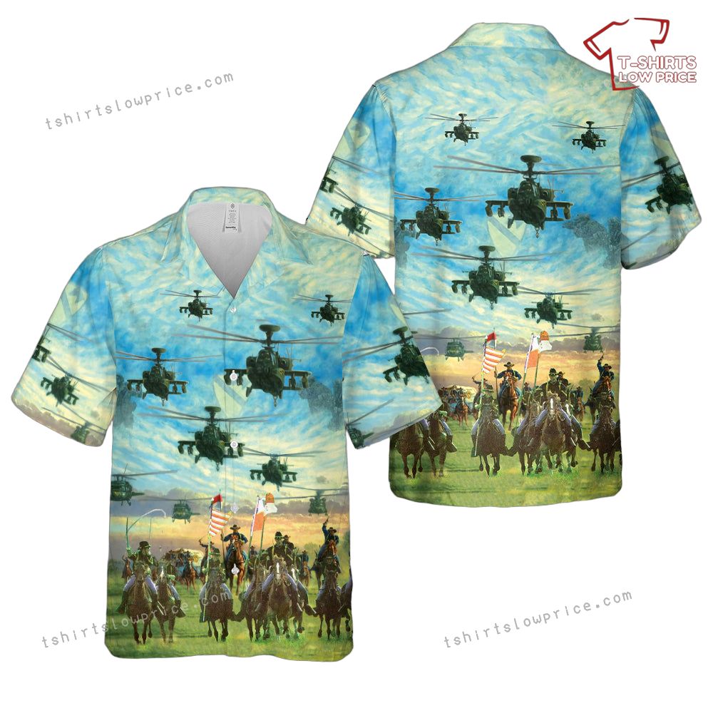 US Army 1st Cavalry Division's Combat Aviation Brigade With The Horse Detachment Hawaiian Shirt US Army 1st Cavalry Divisions Combat Aviation Brigade With The Horse Detachment Hawaiian Shirt 1