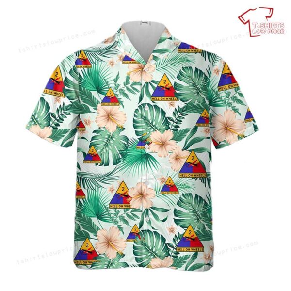US Army 2nd Armored Division Hell on Wheels Hawaiian Shirt US Army 2nd Armored Division Hell on Wheels Hawaiian Shirt