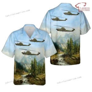 US Army 4th Aviation Battalion AH-1G Cobra Gunship Hawaiian Shirt