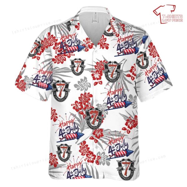 US Army 7th Special Forces Group (7th SFG), 4th Of July Hawaiian Shirt US Army 7th Special Forces Group (7th SFG), 4th Of July Hawaiian Shirt